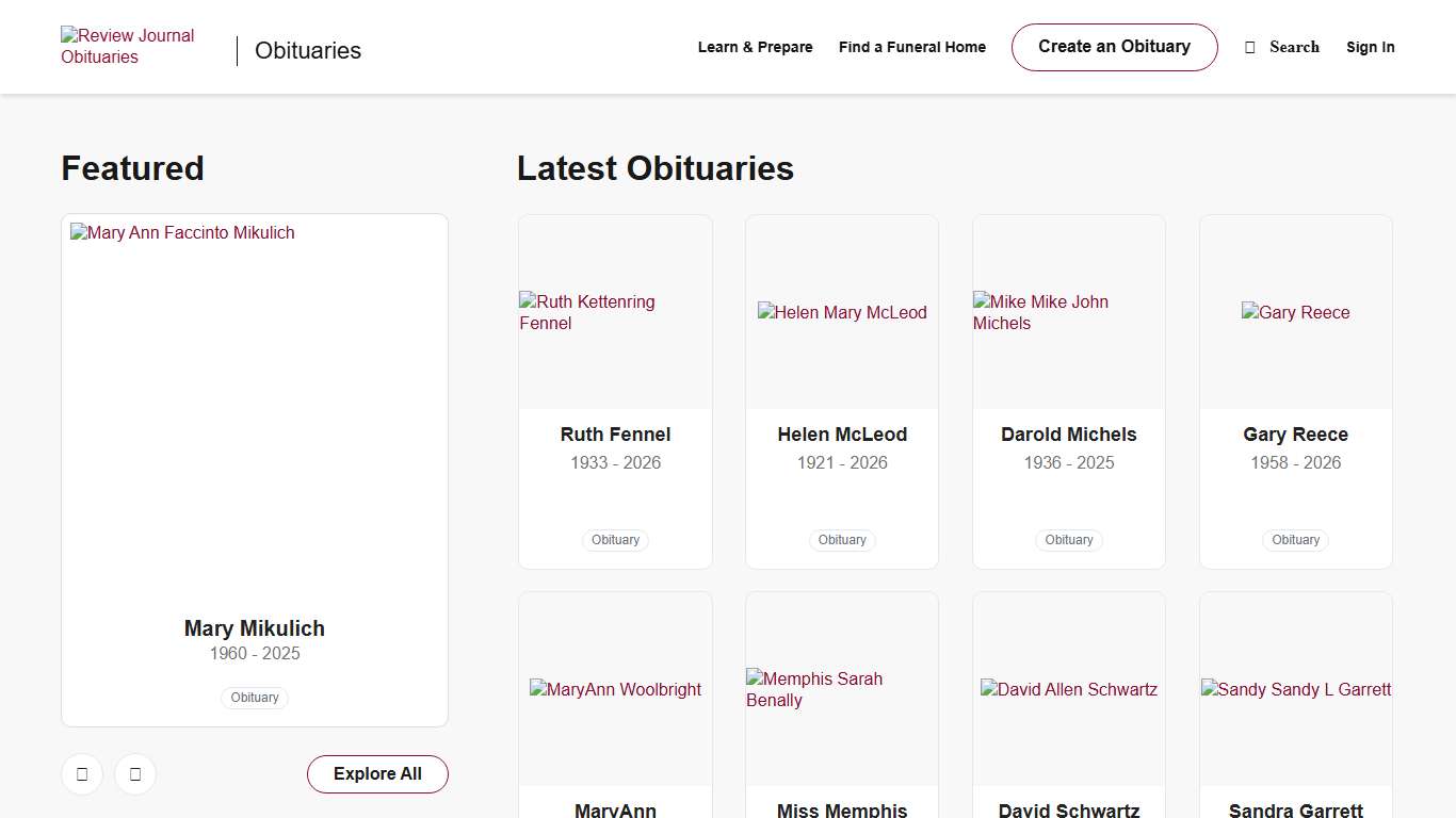 Obituaries | Review Journal