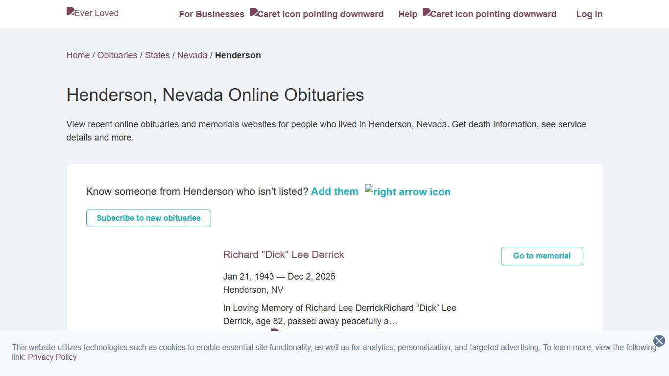 Henderson, Nevada Online Obituaries | Ever Loved